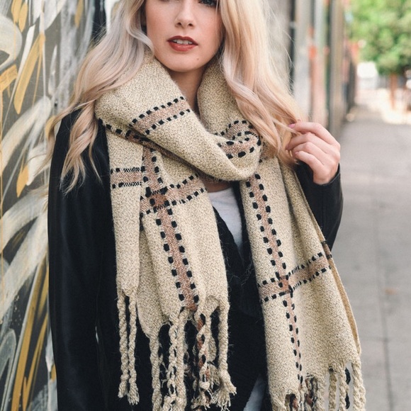 LAST‼️Chunky Plaid Blanket - Scarf - Picture 2 of 4